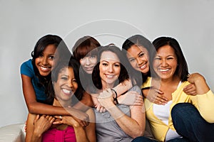 Diverse group of mothers and daughters. photo