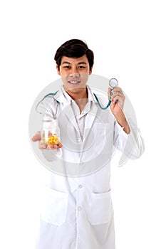 Portrait of Doctor isolated white background
