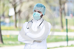 Portrait of a Doctor With Mask and Gloves