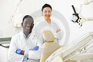 Portrait of doctor and a nurse in dental office