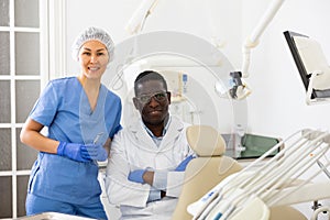 Portrait of doctor and a nurse in dental office