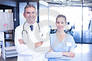 Portrait of doctor and nurse standing together