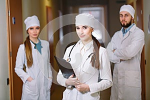 Portrait of doctors in the corridor of the hospital.