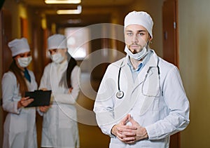 Portrait of doctors in the corridor of the hospital.