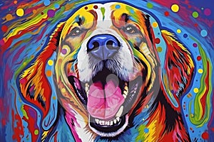 Portrait of a dog breed Beagle,  Colorful background