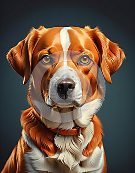 Portrait of a dog breed Beagle on a gray background