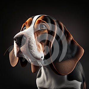 Portrait of a dog breed Beagle, isolated on black background Generative AI