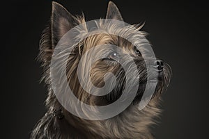 Portrait of a dog breed Cairn Terrier. Generative AI