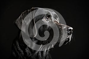 Portrait of dog on dark background, studio shoot- Genrative AI
