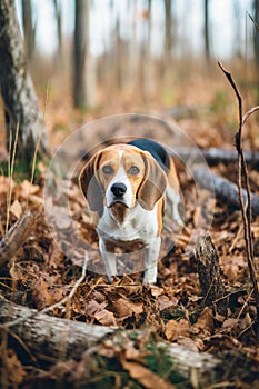 Portrait of a dog in the forest