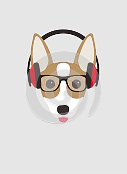 Portrait of dog, wearing headset, like a man, cool style