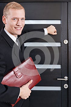 Portrait of door-to-door salesman