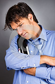 Portrait of a drunk businessman