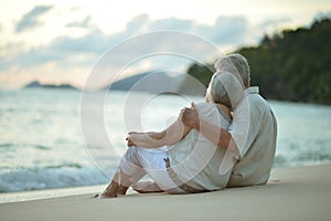 Portrait of elderly couple on a beach