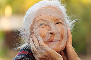 Portrait of the elderly woman photo