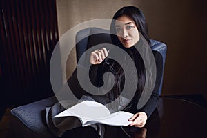 Portrait of elegant beautiful business woman at the reception