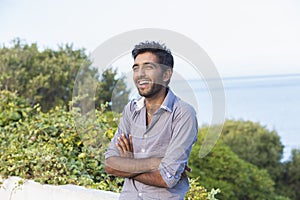 Portrait of elegant Indian man in formal shirt outdoor