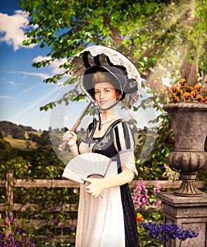 Portrait of an elegant Jane Austen style woman