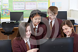 Portrait Of Elementary School Pupils In Computer Class