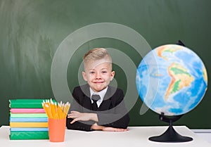 Portrait of elementary school student in class