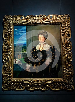 Portrait of Eleonora Gonzaga by Titian at Uffizi Gallery