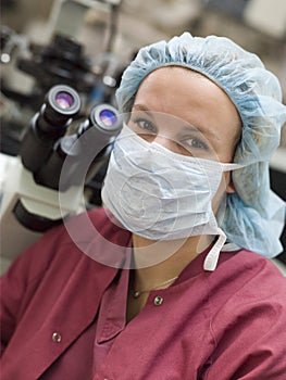 Portrait of Embryologist wearing mask photo