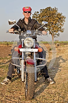 Portrait of European Biker in India