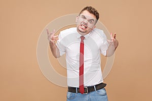 Portrait of evil businessman in rage