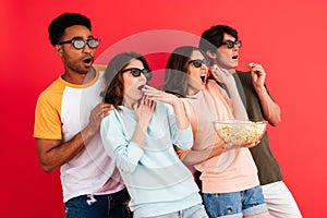 Portrait of an excited young group of multiracial friends