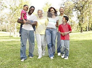 Portrait Of Extended Family Group In Park