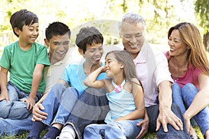 Portrait Of Extended Family Group In Park