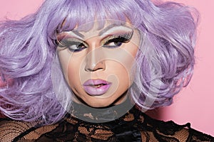 portrait of extravagant drag queen in