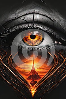 Portrait of an Eye, Lava Colored and Black Colors