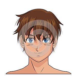 Portrét chlapec modrý oči hnědý vlasy 