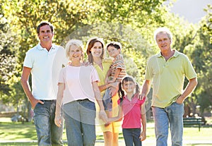 Portrait Of Family Enjoying Walk In