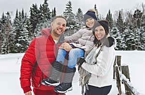 Portrait of Family On forest Winter season