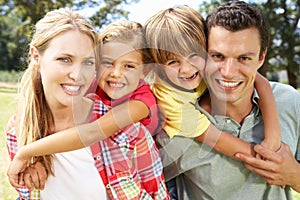 Portrait family outdoors