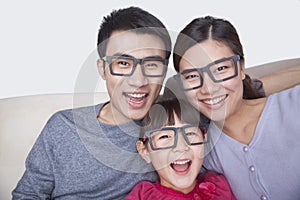 Portrait of Family wearing black glasses, studio shot