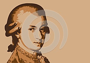 Portrait of the famous Austrian composer, Wolfgang Amadeus Mozart.