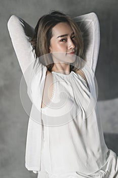 Portrait, fashion, model, studio photography in a studio.