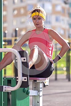 Portrait of Female Athlete in Professional Training Outfit Having Outdoor Workout Exercises