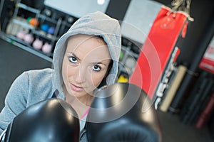 portrait female boxer posing