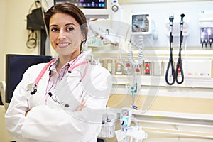 Portrait Of Female Doctor In Emergency Room