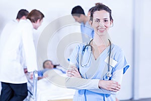 Portrait of female doctors smiling at camera