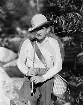 Portrait of female fisherman