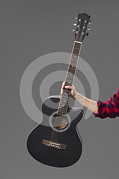 portrait female guitarist. High quality photo