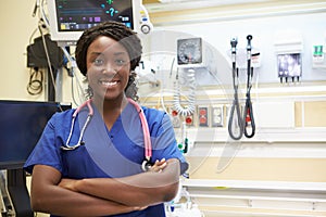 Portrait Of Female Nurse In Emergency Room