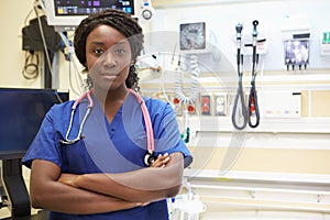 Portrait Of Female Nurse In Emergency Room