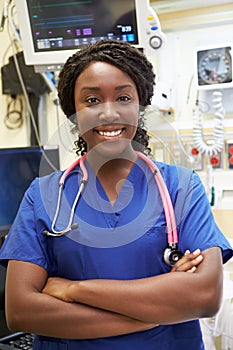 Portrait Of Female Nurse In Emergency Room