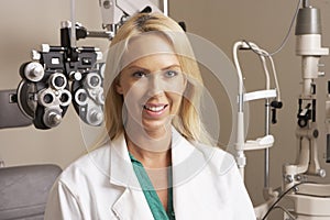 Portrait Of Female Optician In Surgery